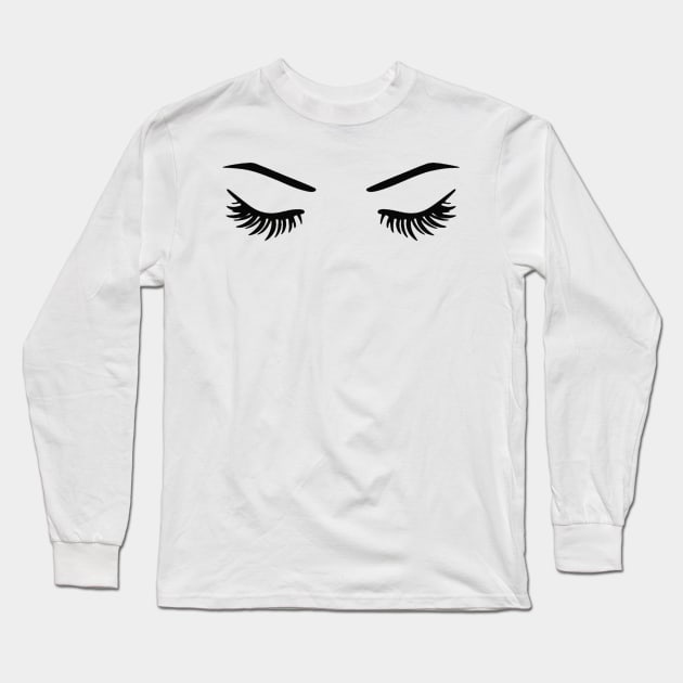 Eye lashes Sleepy Long Sleeve T-Shirt by elenaartits